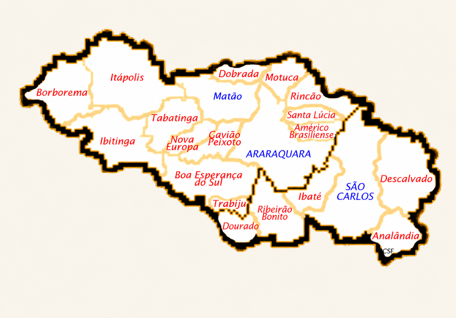Mapa dos municípios da Região 06